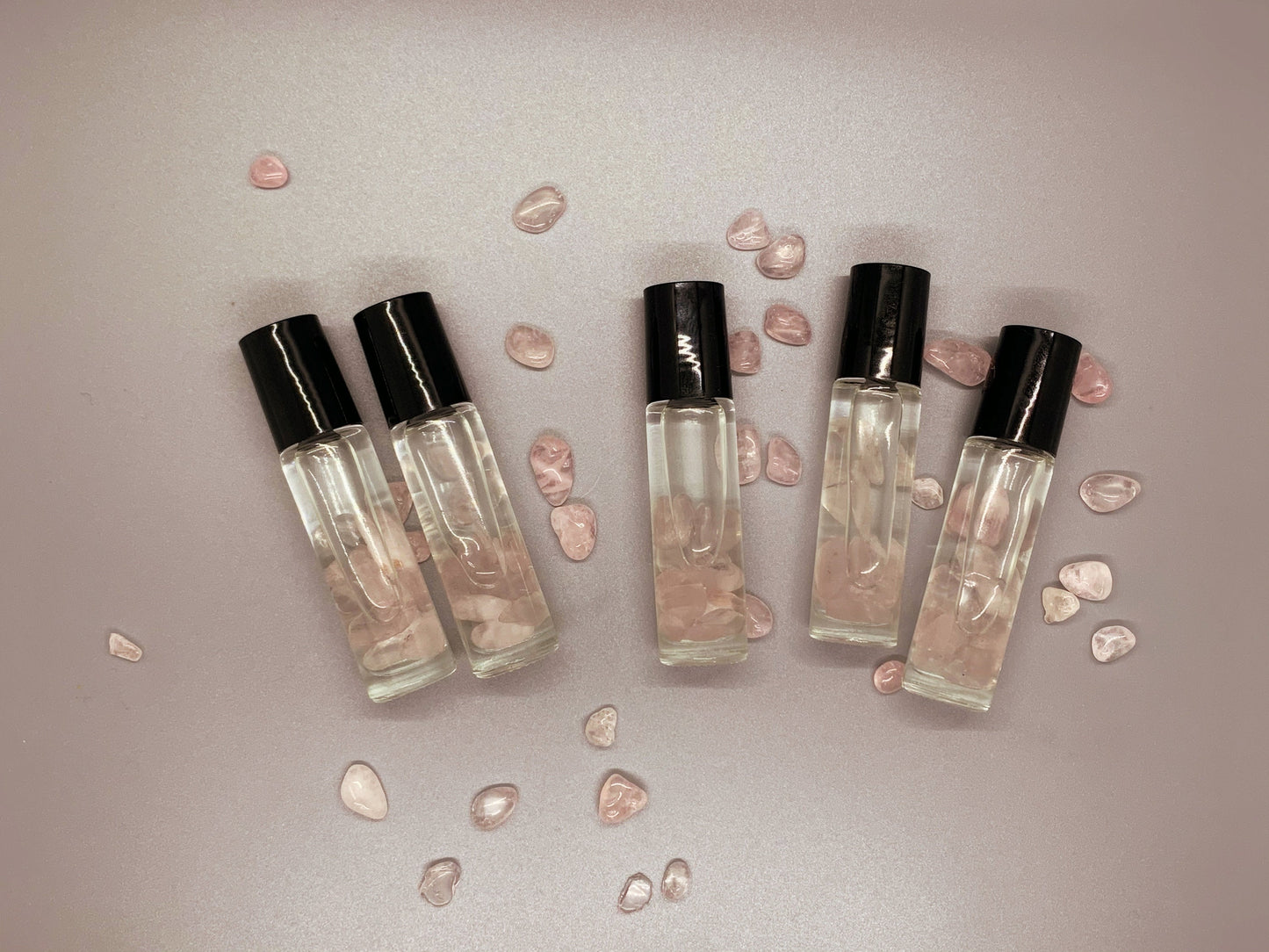 Rose Quartz Oil Roller Bottle with Coconut Oil