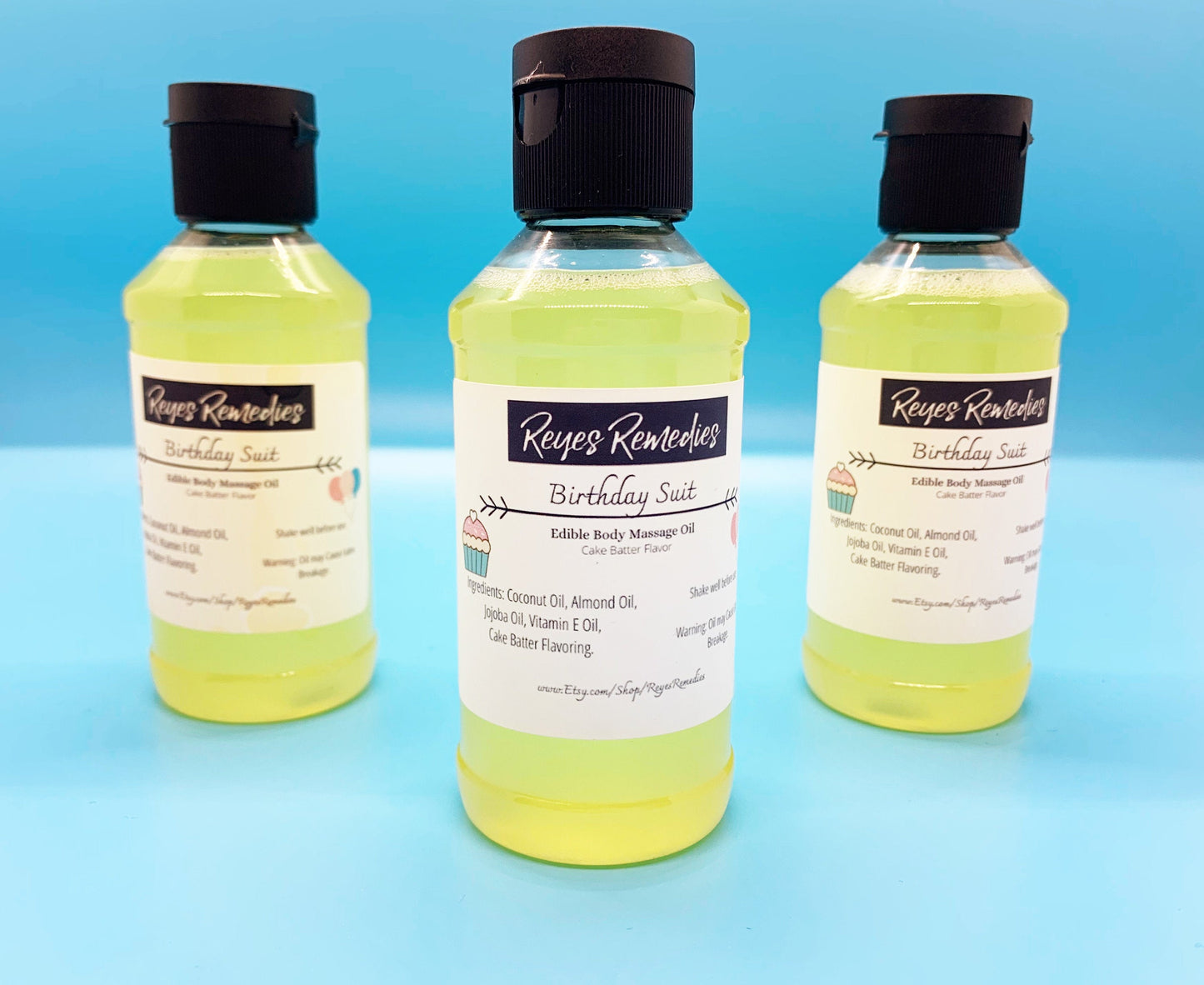 Bundle of 3 Edible Body Massage Oils-Caramel, Coconut & your choice of Flavor