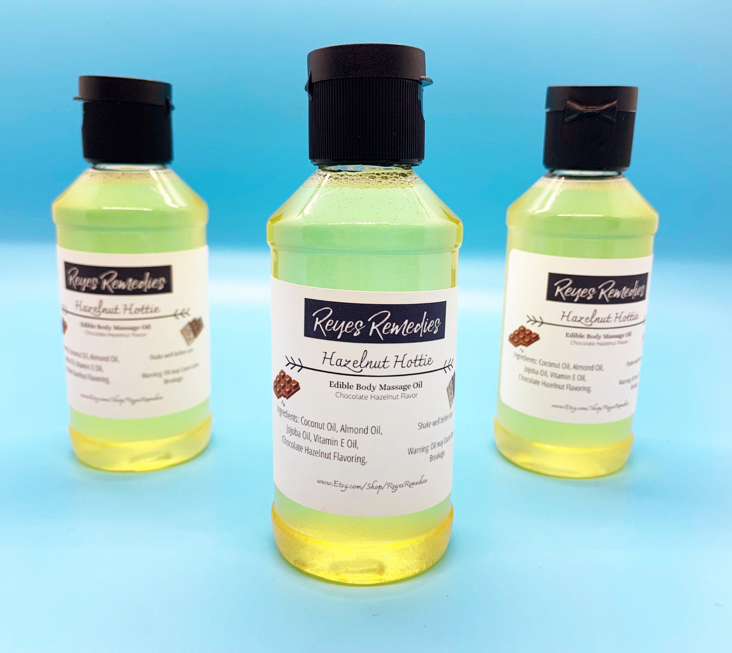 Bundle of 3 Edible Body Massage Oils-Caramel, Coconut & your choice of Flavor